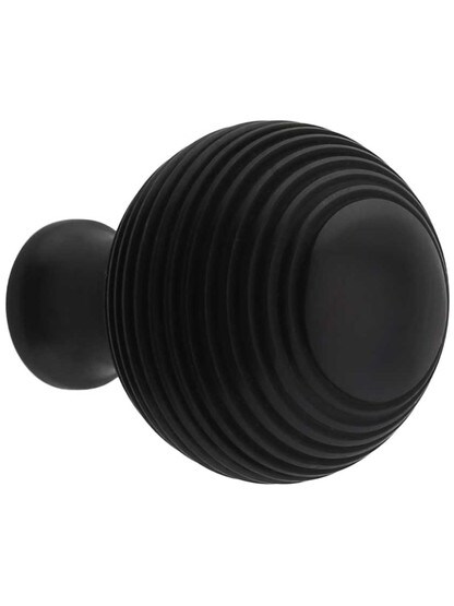 Solid-Brass Reeded Round Knob - 1 1/4inch Diameter.
